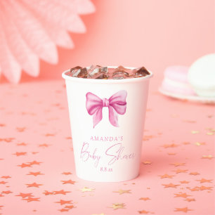 ROZE STROOK meisje Baby shower Papieren Bekers