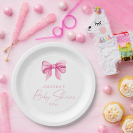 ROZE STROOK meisje Baby shower Papieren Bordje