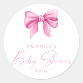 ROZE STROOK meisje Baby shower Ronde Sticker