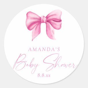 ROZE STROOK meisje Baby shower Ronde Sticker