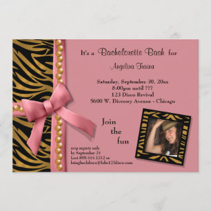 Roze strook met goudparels en zebrastrips kaart