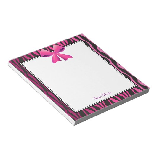 Roze strook met zwarte zebrastripes notitieblok (Schuin)