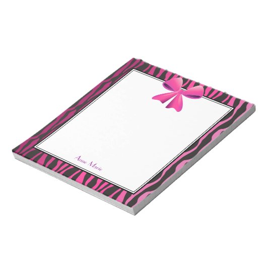 Roze strook met zwarte zebrastripes notitieblok (Linkerzijde)