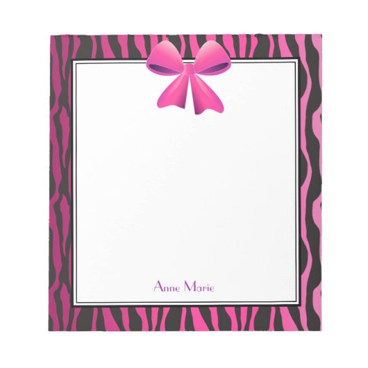 Roze strook met zwarte zebrastripes notitieblok (Voorkant)