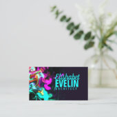 Roze stroom op zwarte achtergrond y788 visitekaartje (Staand voorkant)