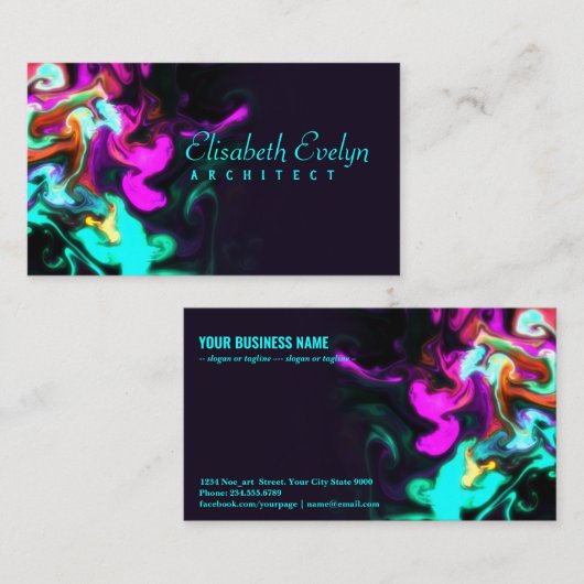 Roze stroom op zwarte g788 visitekaartje (Voorkant / Achterkant)