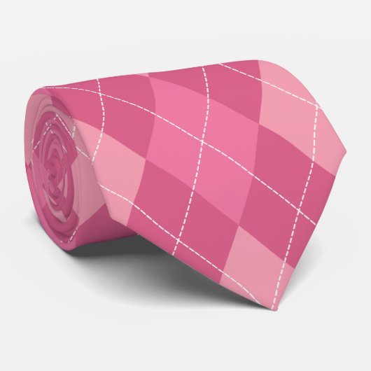 Roze Stropdas Argyle (Opgerold)