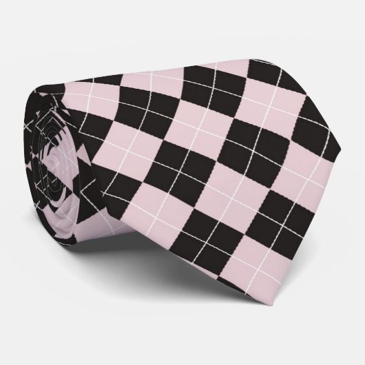 Roze Stropdas Argyle (Opgerold)