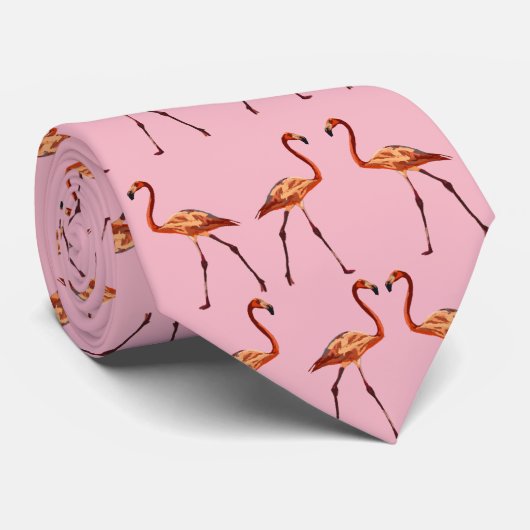 Roze Stropdas Flamingo (Opgerold)