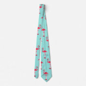 Roze Stropdas Flamingos in Mint Green - HAMbWG (Achterkant)
