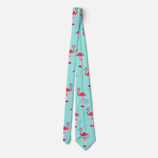 Roze Stropdas Flamingos in Mint Green - HAMbWG (Achterkant)
