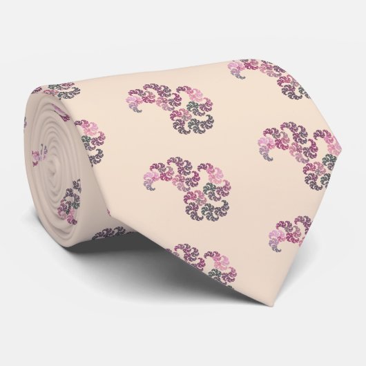 Roze Stropdas met Paisley Fractal Art Design (Opgerold)