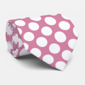 Roze Stropdas met witte poka Dots Retro (Opgerold)