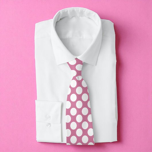 Roze Stropdas met witte poka Dots Retro