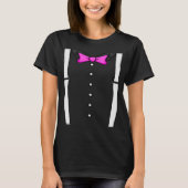 Roze Stropdas Suspenders Cummerbund Tuxedo Bow Str T-shirt (Voorkant)
