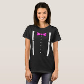 Roze Stropdas Suspenders Cummerbund Tuxedo Bow Str T-shirt (Voorkant volledig)