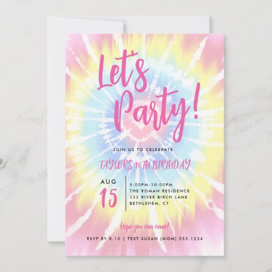 Roze stropdas verf, laten we feesten elke leeftijd kaart (Voorkant)