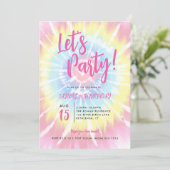 Roze stropdas verf, laten we feesten elke leeftijd kaart (Staand voorkant)