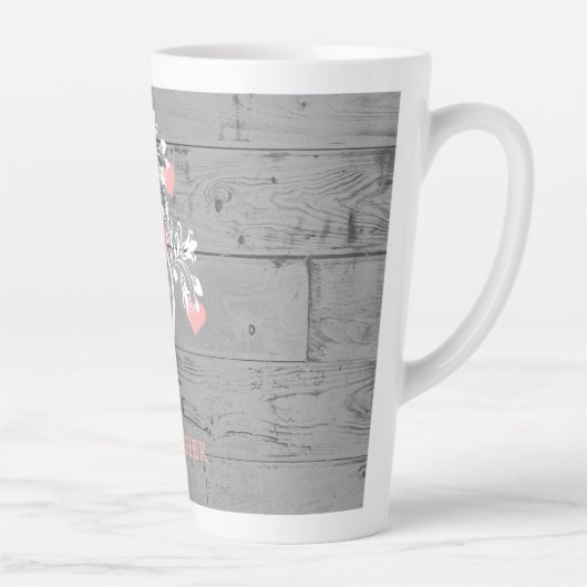 Roze structuur van hart persoonlijke latte Mok (Rechts)