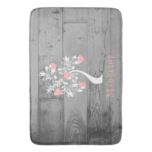 Roze structuur van het hart Gepersonaliseerde bath Badmat (Voorkant Verticaal)