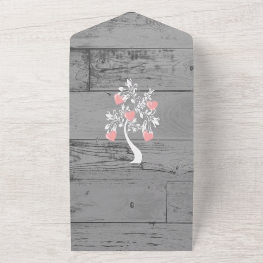 Roze structuur van het hart in één bruiloft all in one uitnodiging (Buitenkant)