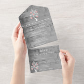 Roze structuur van het hart in één bruiloft all in one uitnodiging (Afscheurbaar)