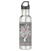 Roze structuur van het hart op maat waterfles  (Voorkant)