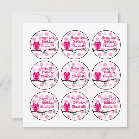 Roze struik 2e verjaardag Cupcake Toppers Kaart (Voorkant)