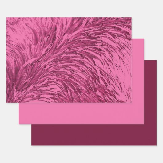 Roze struisvogel veer ontwerp inpakpapier vel (Set)
