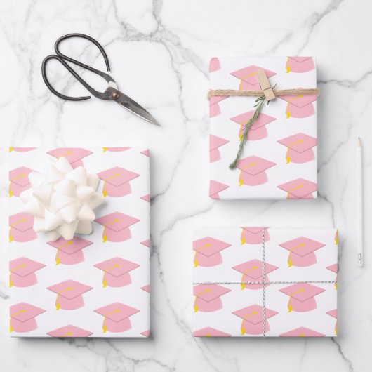 Roze studiepunt met witte achtergrond Gift Inpakpapier Vel (Voorkant)
