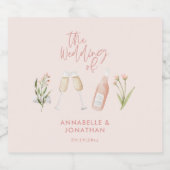 Roze, subtiele, mooie moderne bloem sparkling wijnetiket (Enkel label)