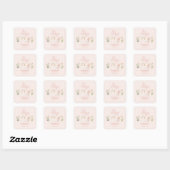 Roze, subtiele, mooie moderne bloem vierkante sticker (Vel)