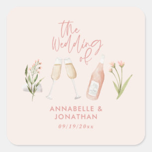 Roze, subtiele, mooie moderne bloem vierkante sticker