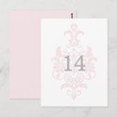 Roze subtle Damask Table Number Briefkaart (Voorkant / Achterkant)