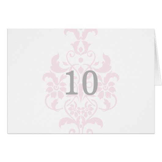 Roze subtle Damask Table Number Kaart (Voorkant Horizontaal)