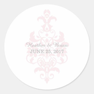 Roze subtle Damask Wedding Stickers
