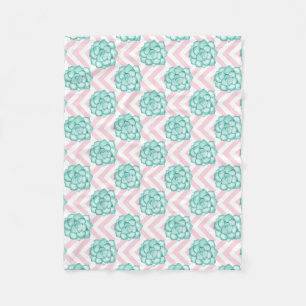 Roze Succulent Fleece Deken
