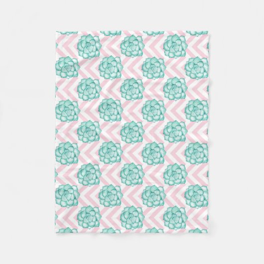 Roze Succulent Fleece Deken (Voorkant)