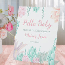 Roze Succulent Hello Baby Girl Shower Welkom