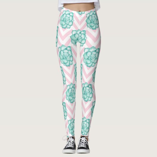 Roze Succulent Leggings (Voorkant)