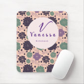 Roze Succulent Monogram Schrift  Muismat (Met muis)