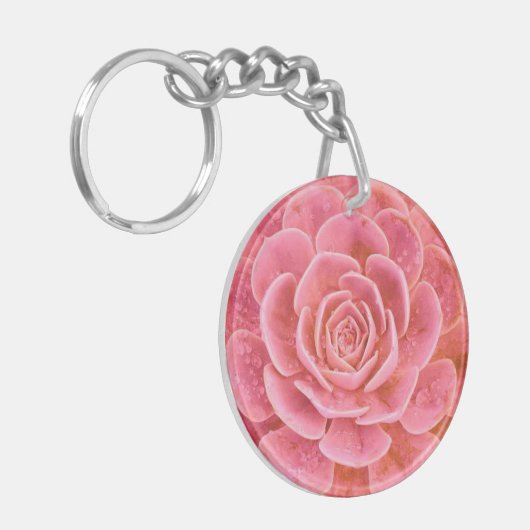 Roze Succulente Sleutelhanger (Voorkant Links)
