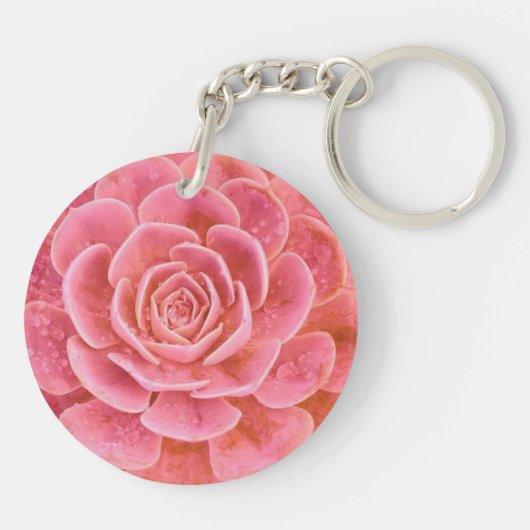 Roze Succulente Sleutelhanger (Achterkant)