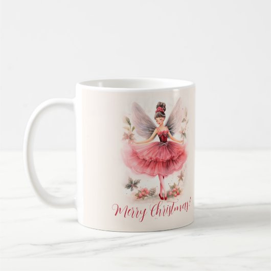 Roze Sugar Plum Fairy Script Kerst Mok (Links)