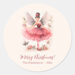 Roze Sugar Plum Fairy Vintage Kerst Stickers