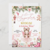 Roze Sugarplum Ballerina Kerstmis Verjaardag Meisj Kaart (Voorkant)