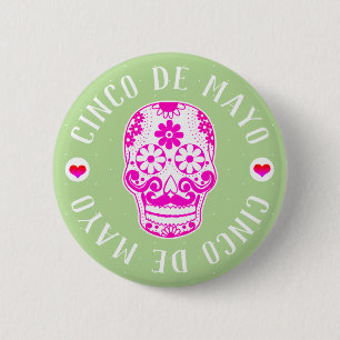 Roze suiker Cinco de Mayo Ronde Button 5,7 Cm