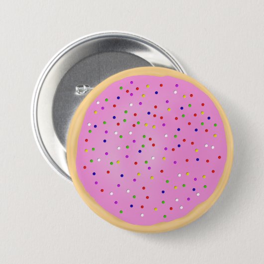 Roze Suiker Cookie Ronde Button 7,6 Cm (Voorkant /achterkant)