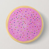 Roze Suiker Cookie Ronde Button 7,6 Cm (Voorkant)