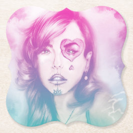 Roze Suiker Makeup Girl, Onderzetter in vorm